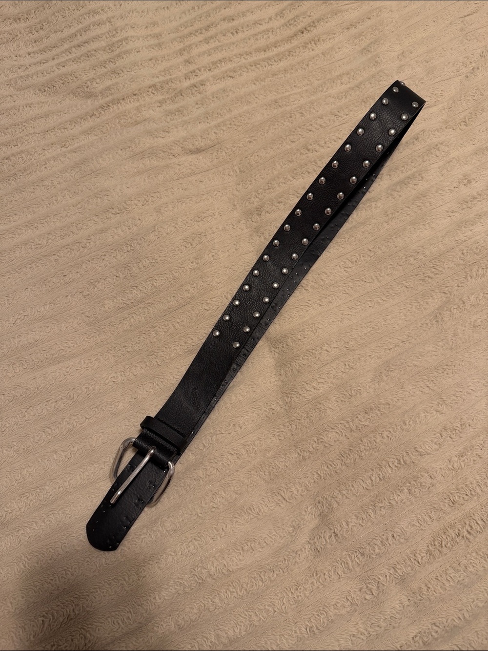 Black Studded Leather Belt for Women